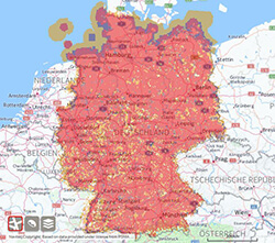 Vodafone Mobilfunk Netzabdeckung: 4G LTE, 3G UMTS/HSDPA, 2G GSM/EDGE